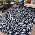 thumbnail image 1 of VUNATE Outdoor Rug 8'x10' Patio Rug Waterproof Woven Plastic Indoor Outdoor Mat for Picnic RV Porch Camping Reversible Lightweight Boho Outside Rug Blue and Gray, 1 of 7