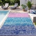 thumbnail image 1 of VUNATE Outdoor Rug 8'x10' Patio Rug Waterproof Woven Plastic Outdoor Mat for Picnic RV Porch Camping Reversible Outside Rug Blue and Pink, 1 of 6