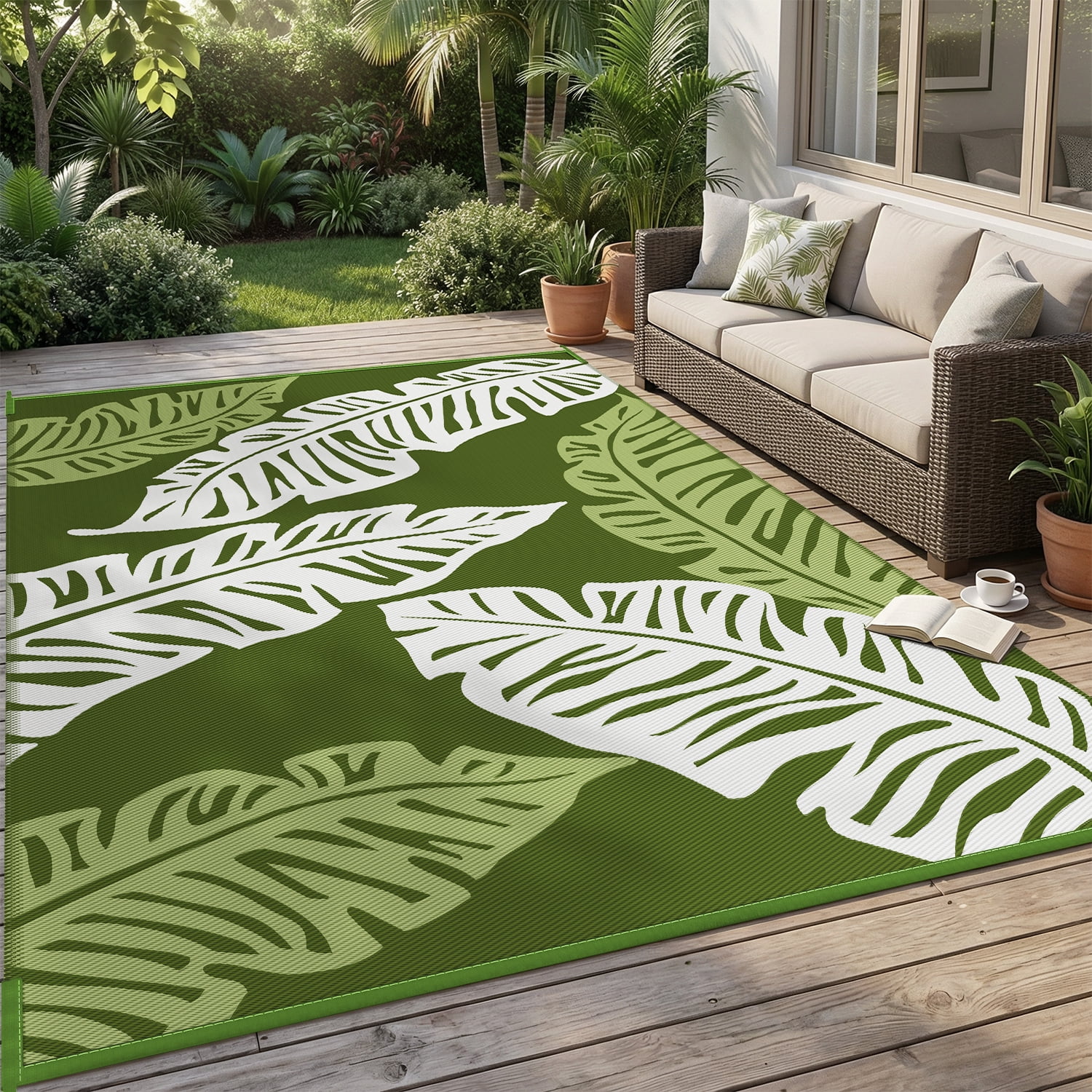 VUNATE Outdoor Rug Carpet 8'x10' Waterproof Reversible Patio Rug ...