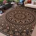 thumbnail image 1 of VUNATE Outdoor Rug 8'x10' Patio Rug Waterproof Woven Plastic Indoor Outdoor Mat for Picnic RV Porch Camping Reversible Lightweight Boho Outside Rug Black Brown, 1 of 7
