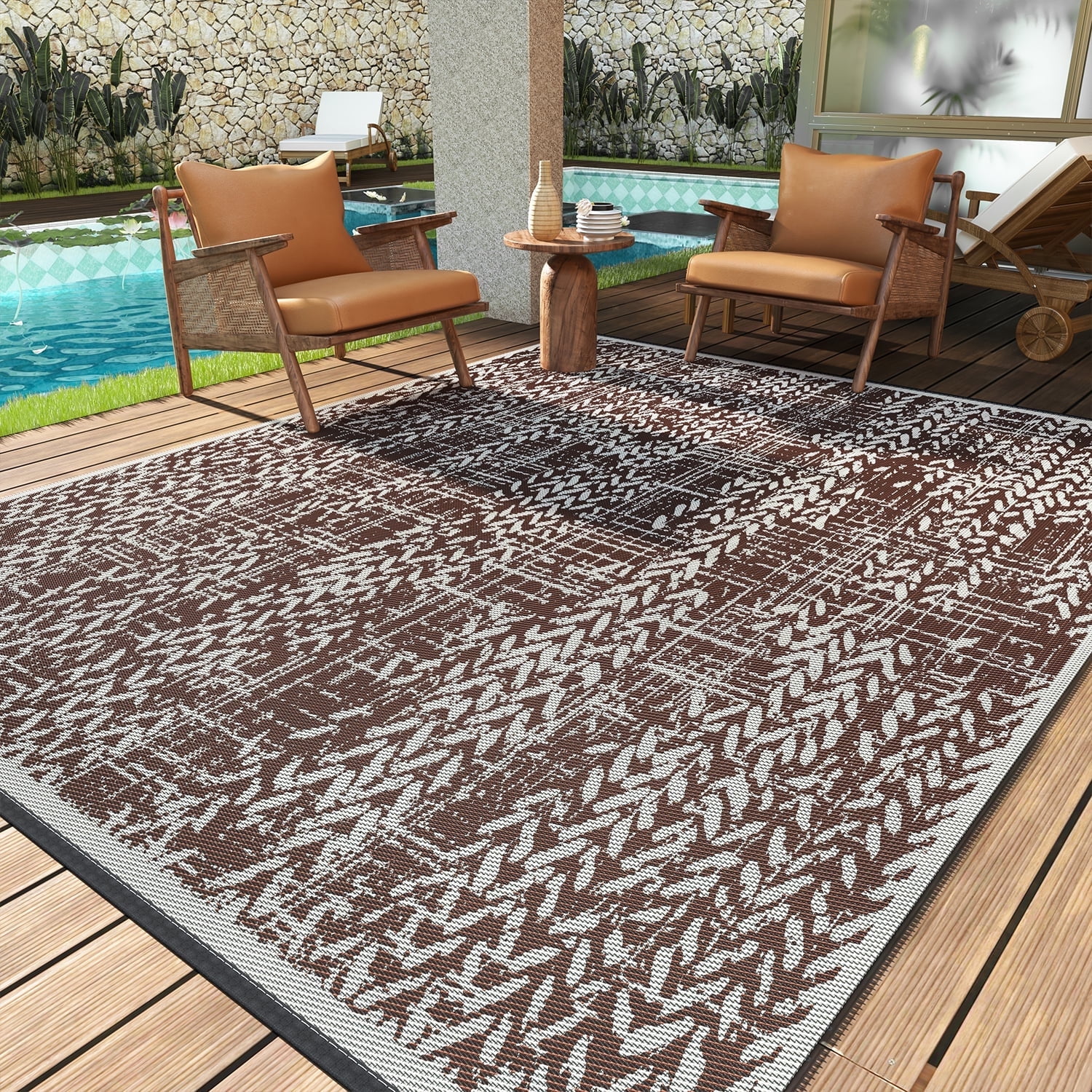 VUNATE Outdoor Rug 8x10 Patio Rug Clearance Plastic Waterproof Outdoor ...