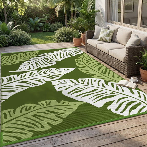 VUNATE Outdoor Rug Carpet 9'x12' Waterproof Reversible Patio Rug ...