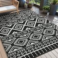 thumbnail image 1 of VUNATE Outdoor Rug Carpet 5'x8' Waterproof Reversible Patio Rug Portable Boho Indoor Outdoor Rug Plastic Straw Rug for Beach RV Camping Garden Picnic Deck Backyard Modern Porch Decor Black and White, 1 of 7