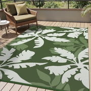 VUNATE Outdoor Rug Carpet 5'x8' Waterproof Reversible Patio Rug Portable Indoor Outdoor Rug Plastic Straw Rug for Beach RV Camping Garden Picnic Deck Backyard Tropical Porch Decor Green