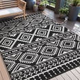 thumbnail image 1 of VUNATE Outdoor Rug Carpet 6'x9' Waterproof Reversible Patio Rug Portable Boho Indoor Outdoor Rug Plastic Straw Rug for Beach RV Camping Garden Picnic Deck Backyard Modern Porch Decor Black and White, 1 of 7