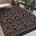thumbnail image 1 of VUNATE Outdoor Rug Carpet 6'x9' Waterproof Reversible Patio Rug Portable Boho Indoor Outdoor Rug Plastic Straw Rug for Beach RV Camping Garden Picnic Deck Backyard Modern Porch Decor Black and Brown, 1 of 7