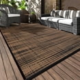 thumbnail image 1 of VUNATE Outdoor Rug Carpet 8'x10' Waterproof Reversible Patio Rug Portable Modern Abstract Indoor Outdoor Rug Plastic Straw Rug for RV Camping Garden Picnic Deck Backyard Porch Decor Black and Brown, 1 of 6