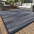 thumbnail image 1 of VUNATE Outdoor Rug Carpet 9'x12' Waterproof Reversible Patio Rug Portable Modern Abstract Indoor Outdoor Rug Plastic Straw Rug for RV Camping Garden Picnic Deck Backyard Porch Decor Blue and Gray, 1 of 6