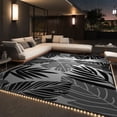 thumbnail image 1 of VUNATE Outdoor Rug with LED Strip Lights 9'x12' Waterproof Reversible Patio Rug Plastic Straw Lightweight Indoor Outdoor Rug for RV Camping Deck Balcony Tropical Porch Decor Dark Gray and Black, 1 of 6