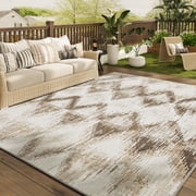 VUNATE Outdoor Rugs 8'x10' Modern Diagonal Patio Carpet Washable Area Rug for Living Room Indoor Outdoor Balcony Brown