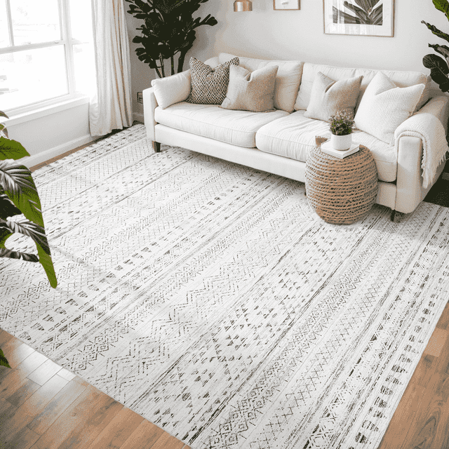 VUNATE Rugs for Living Room 6x9 Washable Area Rug Soft Non-Slip Bedroom Dining Room Floor Accent Rug Boho Carpet Indoor Rug Black