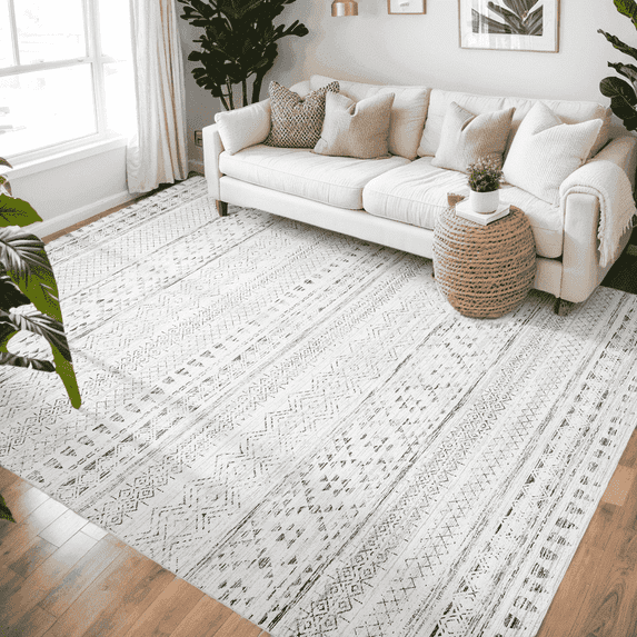 VUNATE Rugs for Living Room 9x12 Washable Area Rug Soft Non-Slip Bedroom Dining Room Floor Accent Rug Boho Carpet Indoor Large Rug Black
