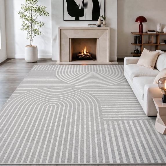 VUNATE 10'x12' Area Rugs for Living Room Jacquard Textured Modern Rugs Soft Geometric Rug for Bedroom Mid Century Washable Rug Non-Slip Bohemian Carpet Perfect for Dining Room Office