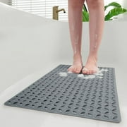 VUNATE Shower Mat Non Slip Bath Mat for Tub and Shower Floor Mat Machine Washable Bathtub Mat with Suction Cups and Drain Holes Shower Mat for Bathtub 15.5"x27.5" Dark Grey Bathroom Accessories