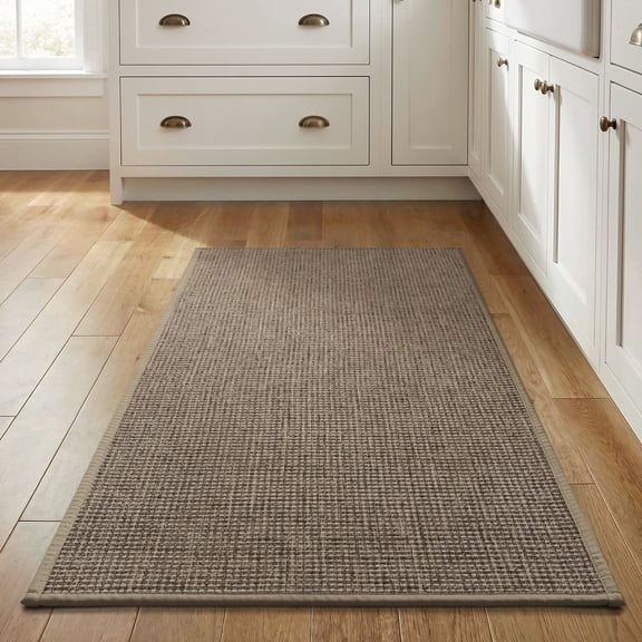 VUNATE Kitchen Rugs 20"x32" Woven Non Slip Kitchen Mat, Absorbent Washable Kitchen Rug with Durable Backing, Soft Low Profile Floor Mat for Kitchen Sink, Entryway, Laundry Room Brown