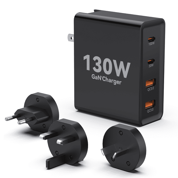 VUOHOEG 130W GaN USB C Charger 4 Ports USB C Charging Station Multi Port Type-C Fast Charging Hubs Wall Charger Block for Cell Phone Laptop iPad Chromebook