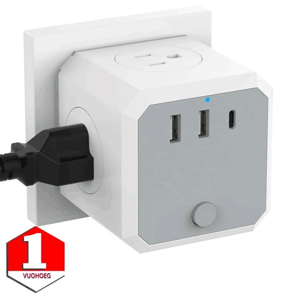 VUOHOEG Multiple Plug Outlet Extender with USB Wall Charger Plug Splitter Surge Protector, Outlet Adapter for Cruise Essentials,Travel,Office, Dorm Room White