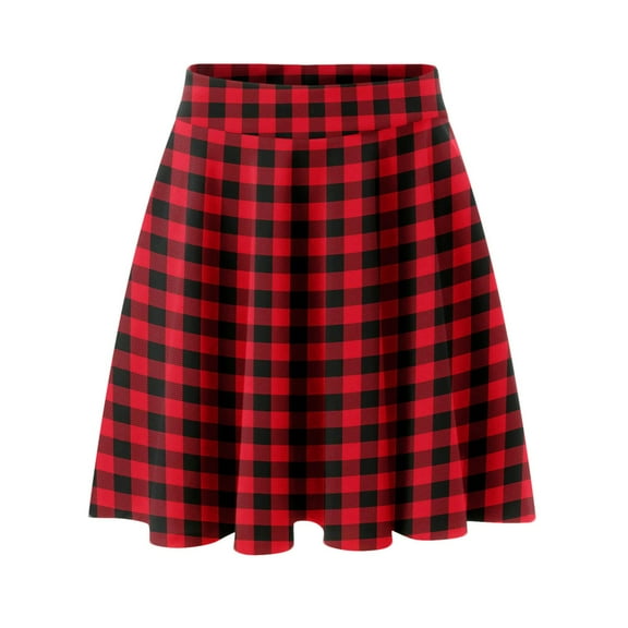 VUPSGEZ Clearance Womens Classic Daily Elegant Casual Mini Skirt Elastic Waist Skirt (Red,L)
