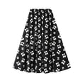 thumbnail image 1 of VUPSGEZ Floral Printed Midi Skirt High Waisted A Line Skirt Elastic Waist Skirt With Pockets Summer Pleated Skirt Long Swing Skirt (Black,One Size), 1 of 7