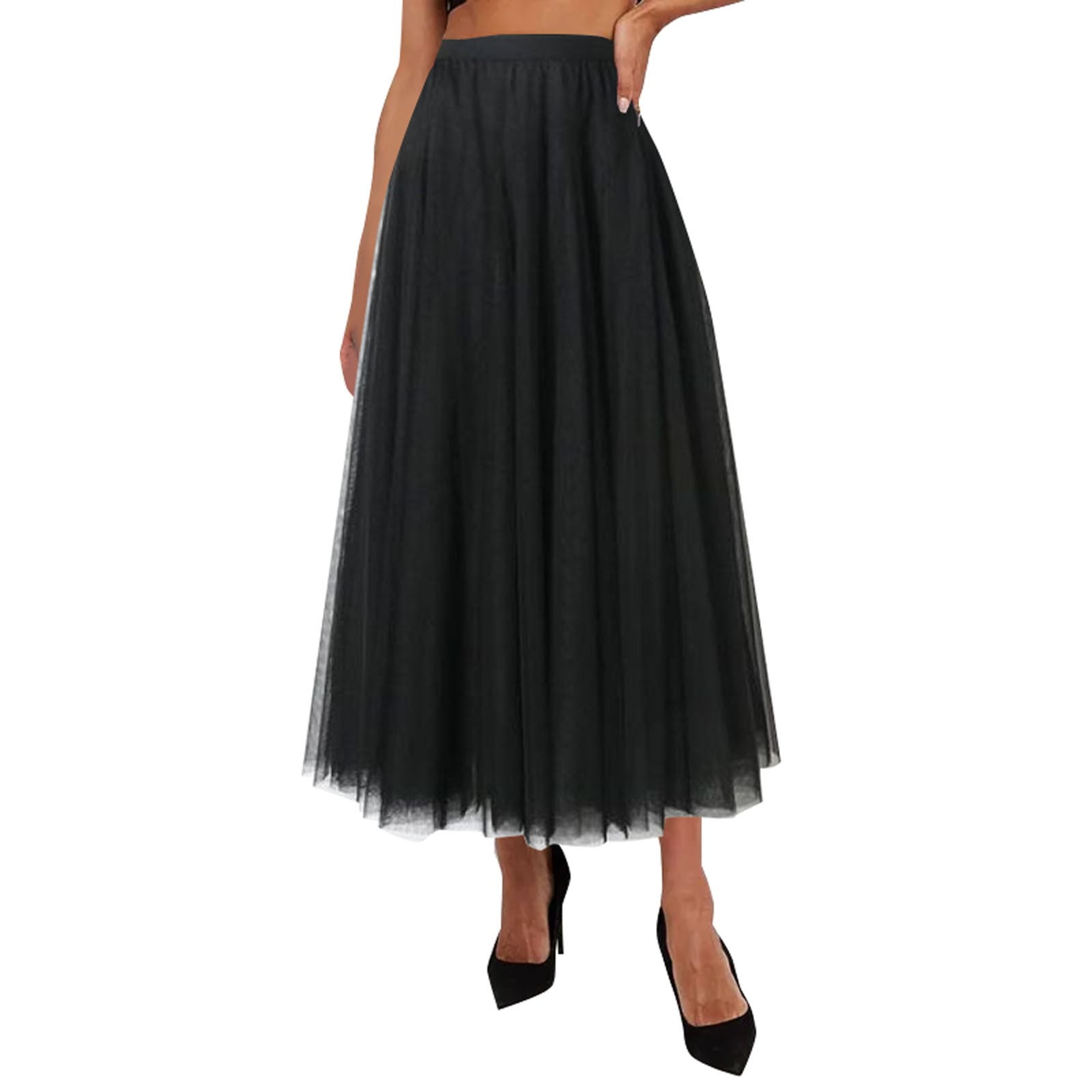 VUPSGEZ Knit Maxi Skirt Women'S Pleated Skirt Mesh Skirt