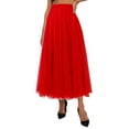 thumbnail image 1 of VUPSGEZ Knit Maxi Skirt Women'S Pleated Skirt Mesh Skirt Fairy Skirt Mid Length Long Skirt Dance Skirt Juniors’ Knit Maxi Skirt(Red,L), 1 of 3