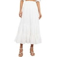 thumbnail image 1 of VUPSGEZ Ladies Solid Color Pleated Stitching Elastic High Waist Hip Long Skirt (White,M), 1 of 9