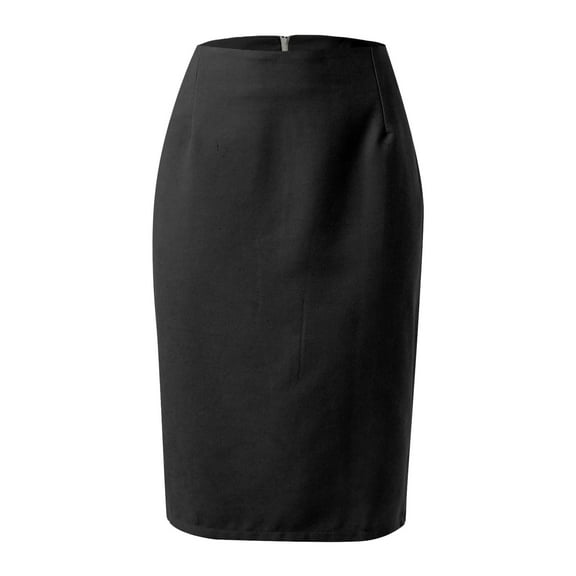 VUPSGEZ Pencil Plaid Skirts For Women Fall Winter High Waisted Bodycon Knee Length Wool Midi Skirt With Slit (Black,S)