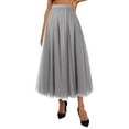 thumbnail image 1 of VUPSGEZ Ruffle Flowy Casual Long Skirt Women'S Pleated Skirt Mesh Skirt Fairy Skirt Mid Length Long Skirt Dance Skirt Women’S Pleated Maxi Skirt(Gray,M), 1 of 3