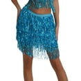 thumbnail image 1 of VUPSGEZ Sequin Fringe Women's Nightclub Skirt Skirt Stage With Sparkly Sparkly Costume Fashion Skirt (Sky Blue,M), 1 of 4