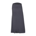 thumbnail image 1 of VUPSGEZ Simple Foldover Stretch Flared Knee Length Skirt Ladies Solid Color Low Waist Elastic Waist Casual Package Hip A Line Long Skirt Women'S Cotton Eyelet Midi Skirt(Gray,S), 1 of 3