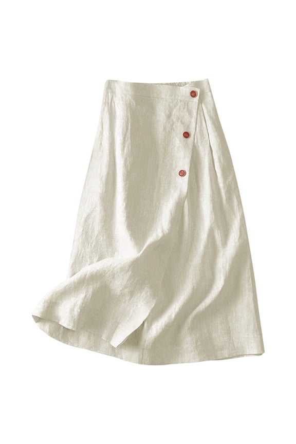 Simple Foldover Stretch Flared Knee Length Skirt Women'S Casual Half Skirt A Line Skirt Summer Cotton Medium Length Elastic Waist Large Skirt Women'S Cotton Eyelet Midi Skirt(White,L)