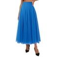 thumbnail image 1 of VUPSGEZ Simple Foldover Stretch Flared Knee Length Skirt Women'S Pleated Skirt Mesh Skirt Fairy Skirt Mid Length Long Skirt Dance Skirt Women'S Cotton Eyelet Midi Skirt(Sky Blue,XL), 1 of 3