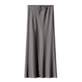 thumbnail image 1 of VUPSGEZ Skater Skirt Features Elastic Waist Band Women'S Long Skirt High Waisted Drawstring Solid Color Skirt Women’S Pleated Maxi Skirt(Gray,M), 1 of 9