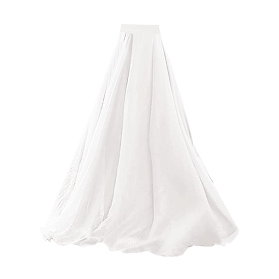 VUPSGEZ Skater Skirt Features Elastic Waist Band Women'S Spring/Summer Casual Tulle Solid Color High Waist Lightweight Long Ankle Floor Skirt Women'S Cotton Eyelet Midi Skirt(White,One Size)