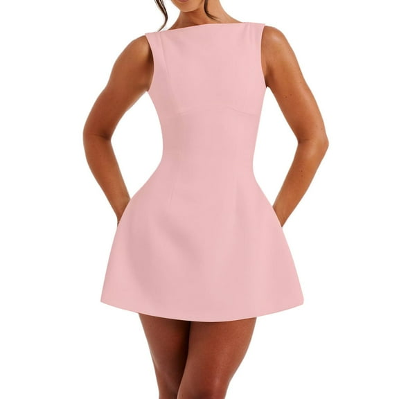 VUPSGEZ Women White Graduation Dress Y2000 Summer Corset Flowy Short Dress Spaghetti Strap Backless Mini Dresses For College (Pink,S)