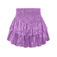 thumbnail image 1 of VUPSGEZ Women's Bead Skirt Skirt Stretch Solid Color Pleated Skirt (Purple,M), 1 of 6