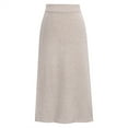 thumbnail image 1 of VUPSGEZ Women's Elegant Knitted Woolen Mid-Calf Skirt Solid High Waist Sexy Split Skirt (Beige,XXXXXL), 1 of 4