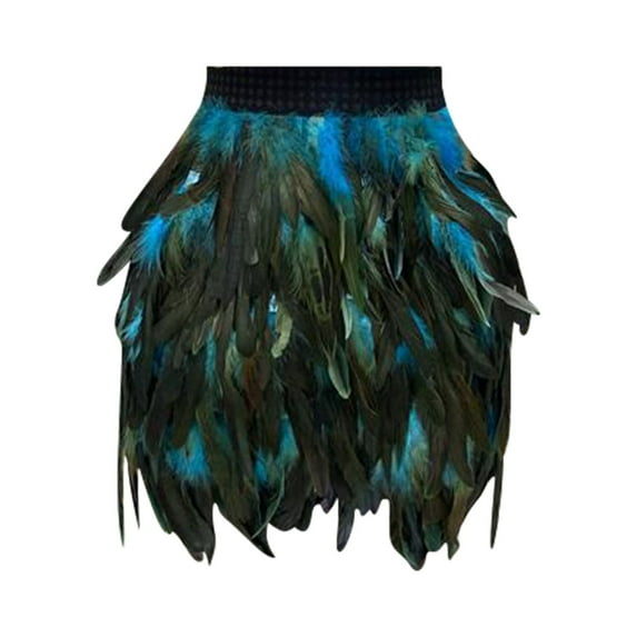 VUPSGEZ Women's Feather Masquerade Stage Costume Performance Skirt (Sky Blue,XXXL)