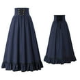 thumbnail image 1 of VUPSGEZ Women's Large Sizes Maxi Skirt High Waist Medieval Gothic Skirts (Blue,XL), 1 of 3