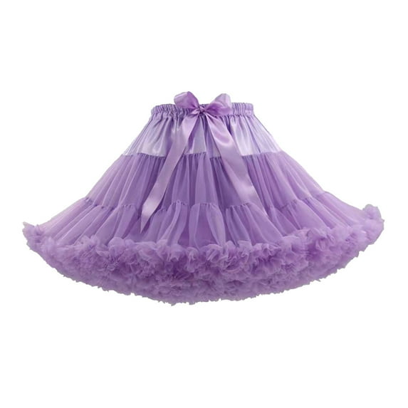 VUPSGEZ Women's Skirt Support Skirt Super Soft Boneless Petticoat Half Puffy Skirt (Purple,One Size)