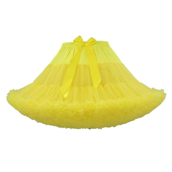 VUPSGEZ Women's Skirt Support Skirt Super Soft Boneless Petticoat Half Puffy Skirt (Yellow,One Size)