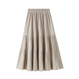 Women s Cotton A line Button Front High Waist Front Slit Knee Length Skirt Color Red Size 4XL Walmart