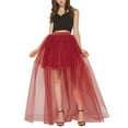 thumbnail image 1 of VUPSGEZ Women's Solid Color Swallowtail Irregular Mesh Short Front And Long Back Tutu Skirt (Wine Red,One Size), 1 of 5