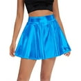 thumbnail image 1 of VUPSGEZ Women's Solid Shiny Flared Pleated Mini Skirt Sexy Costume Party Skirt (Blue,XL), 1 of 8