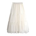 thumbnail image 1 of VUPSGEZ Women's Tulle Skirt Ruffle Multilayer Mesh A Line Tier Tutu Prom Wedding Long Tulle Skirts (Beige,One Size), 1 of 7