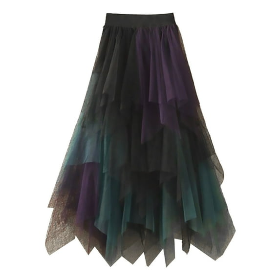 VUPSGEZ Clearance Women's Tulle Skirt Ruffle Multilayer Mesh A Line Tier Tutu Prom Wedding Long Tulle Skirts (Purple,XXL)