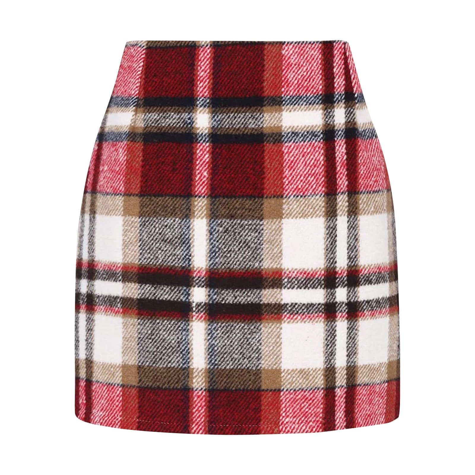 Plaid High-Waist Pencil Mini Skirt