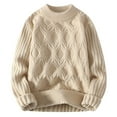 thumbnail image 1 of VUPSGEZ Womens Knit Sweater Solid Vintage Pullover Sweater Woven Crewneck Knitted Tops Stripe Cable Knit Long Sleeve Fall Winter (Khaki,XXL), 1 of 8