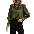thumbnail image 1 of VUPSGEZ Womens Tops Solid Button Back Blouse Womens Tops Dressy Casual (Green,L), 1 of 6
