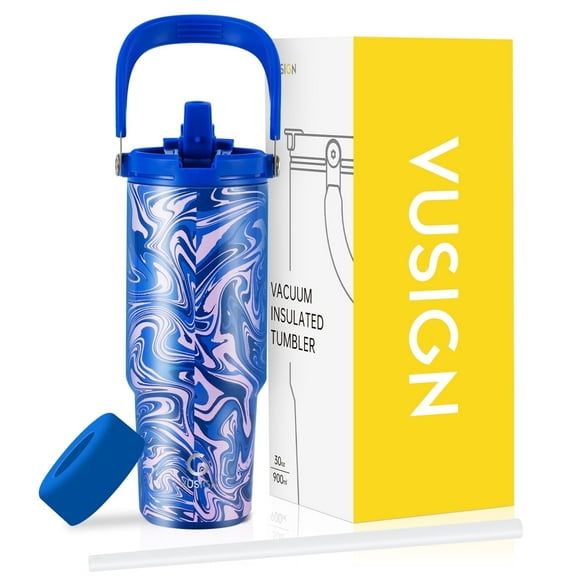 VUSIGN 30 oz Insulated Stainless Steel Tumbler with Swivel Handle